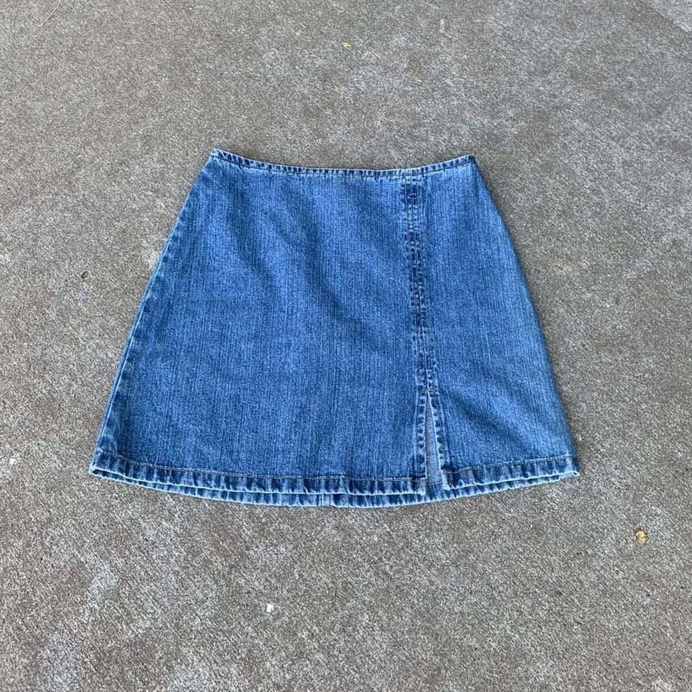 Y2K Vintage Side Slit Denim Mini Skirt 2 4 Womens Maurices Blue Jean Cotton